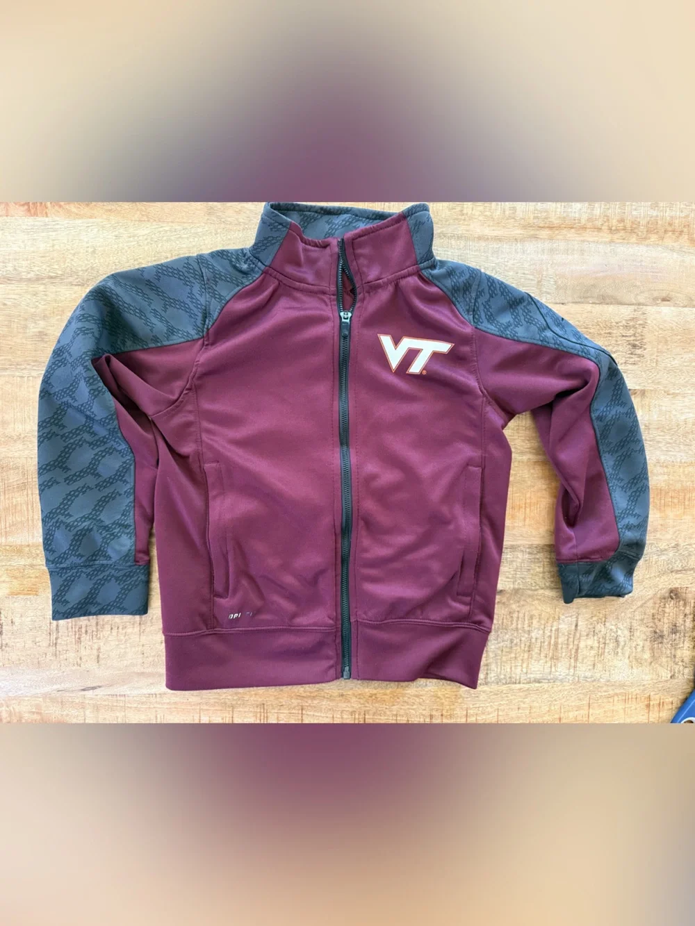 Nike Virginia Tech Hokies Dri-FIT Youth S Full Zip Jacket VT Maroon Gray